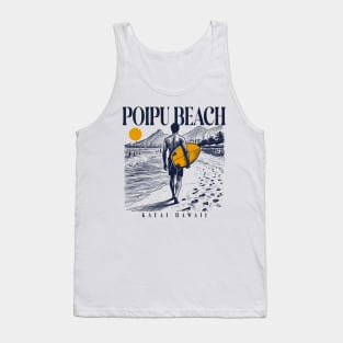 Vintage Surfing Poipu Beach, Kauai, Hawaii // Retro Surfer Sketch // Surfer's Paradise Tank Top